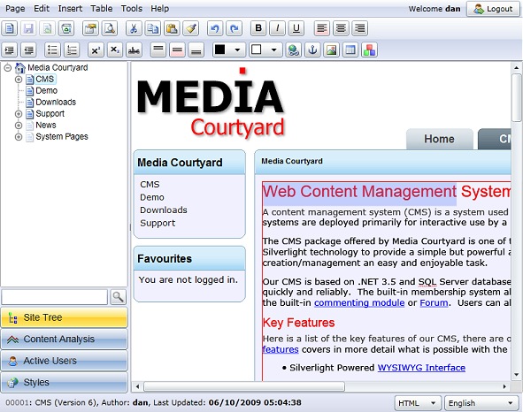 New Media Courtyard Silverlight CMS