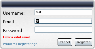 Our example Silverlight registration dialog