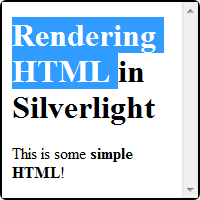 Some HTML in a Silverlight application